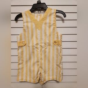 Vintage Yellow and White Striped Sleeveless Romper Size XL (9mos)